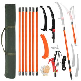 26ft Manual Pole Saw, Lightweight Tree Trimmers Long Handle Pruner Set, Sharp Steel Blade and Scissors Pole Saw for Trimming Palm, Pear Tree, Fir