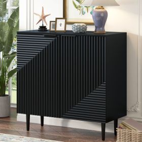 Mirod Modern Minimalist Side Cabinet with Adjustable Shelves ,Stylish Geometric Door Design,Ample Storage Space for Any Home Decor