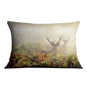 Large red deer stag in mist Cushion (Insert: Without Insert, size: 20" X 20")