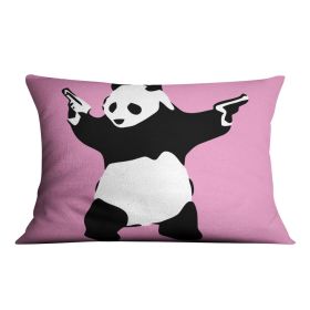 Banksy Panda Pink Cushion (Insert: With Insert, size: 14" X 14")