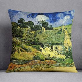 Thatched Cottages at Cordeville by Van Gogh Cushion (Insert: With Insert, size: 20" X 20")