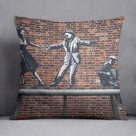 Banksy Couple Dancing Cushion (Insert: With Insert, size: 16" X 16")