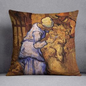 Sheep Shearers by Van Gogh Cushion (Insert: Without Insert, size: 14" X 14")